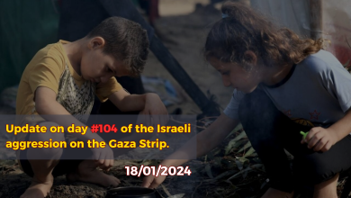 Update on the day #104 of the Israeli military aggression on the Gaza Strip